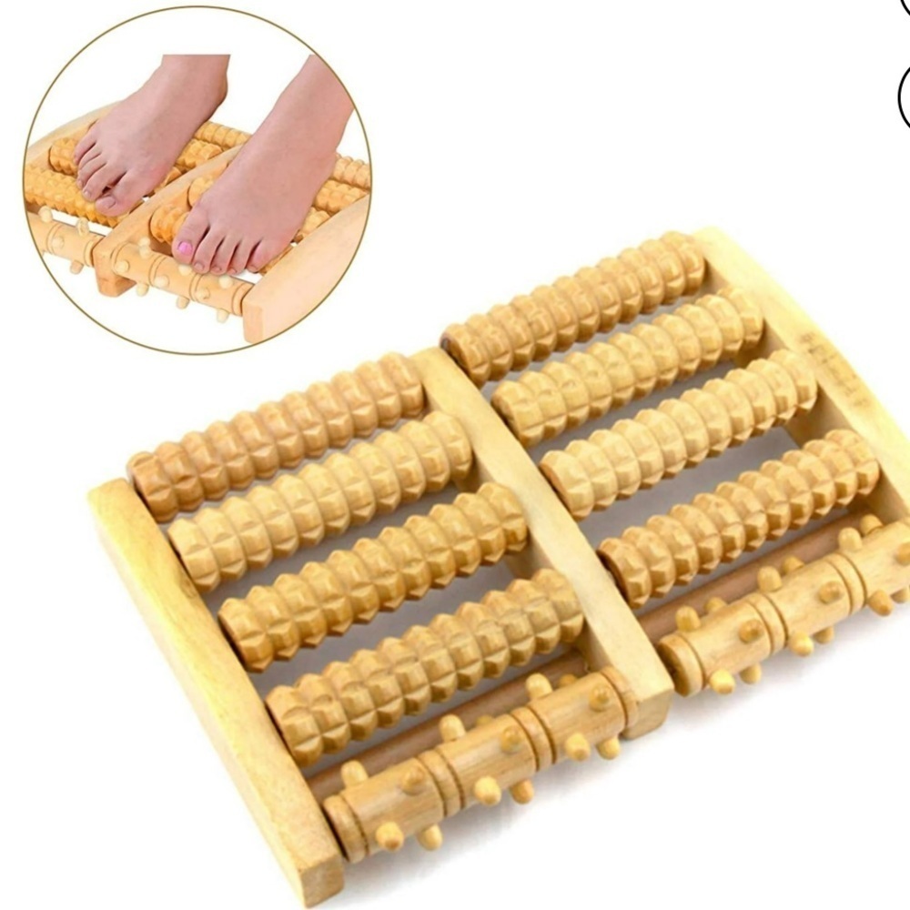 Theraflow Deluxe Dual Wooden Reflexology Foot Massage Roller